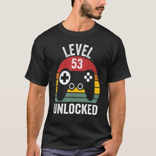 Niveau 53 ontgrendeld Geweldige jaar 53e verjaarda T-shirt (Voorkant)