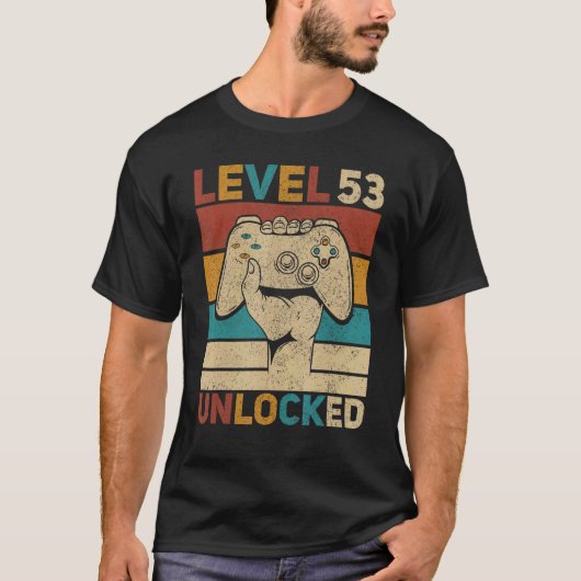 Niveau 53 ontgrendelde 53e verjaardag 53 jaar oude t-shirt (Voorkant)