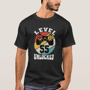 Niveau 55 ontgrendeld 55 jaar oude Retro 80S 55th T-shirt