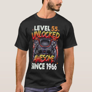 Niveau 55 Ontgrendeld Geweldige sinds 1966 55e geb T-shirt