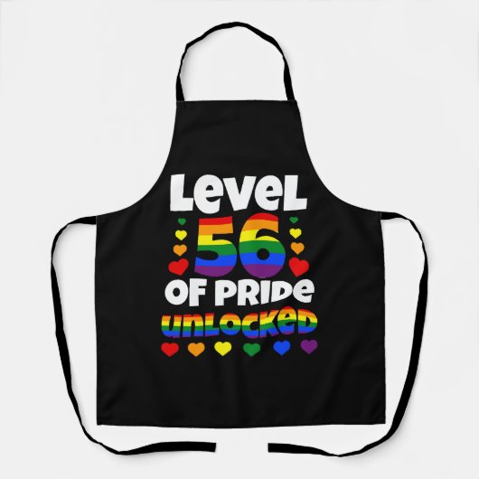 Niveau 56 van Pride Unlocked Rainbow LGBT 56e Schort (Voorkant)