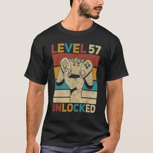 Niveau 57 ontgrendeld 57e verjaardag 57 jaar oude  t-shirt (Voorkant)