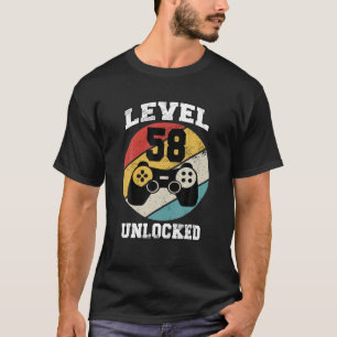 Niveau 58 ontgrendeld 58 jaar oude Retro 80S 58th  T-shirt