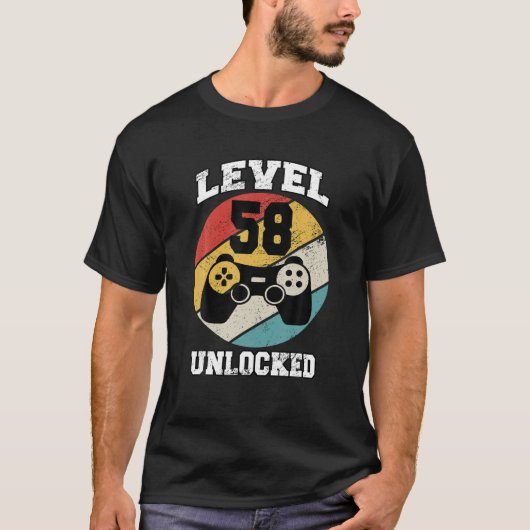 Niveau 58 ontgrendeld 58 jaar oude Retro 80S 58th T-shirt (Voorkant)