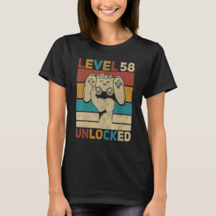Niveau 58 ontgrendeld 58e verjaardag 58 jaar oude t-shirt