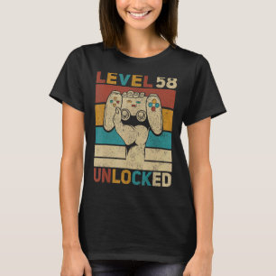 Niveau 58 ontgrendeld 58e verjaardag 58 jaar oude t-shirt