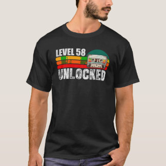 Niveau 58 Ontgrendelde Videogames 58ste Verjaardag T-shirt