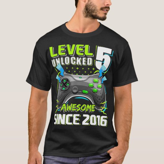 Niveau 5 Geweldige 2016 ontgrendeld videogame 5th  T-shirt (Voorkant)