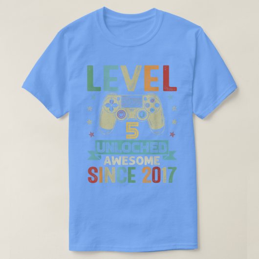 Niveau 5 Geweldige geopend sinds 2017 Video Game 5 T-shirt (Design voorkant)