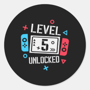Niveau 5 Ontgrendeld 5e Verjaardag Jongen Grappige Ronde Sticker