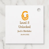 Niveau 5 ontgrendeld slot sinaasappel bruin Happy  Bedankjes Labels (Achterkant)