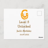 Niveau 5 ontgrendeld slot sinaasappel bruin Happy  Briefkaart (Achterkant)