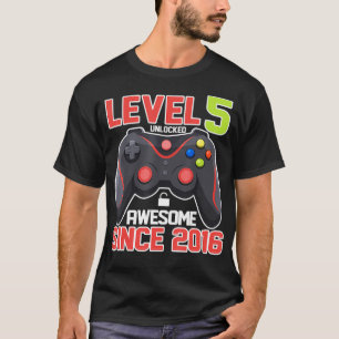 Niveau 5 ontgrendelde Birthday Video Games Geweldi T-shirt