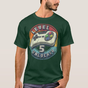 Niveau 5 Onvergrendelde videogame 5e verjaardag Ga T-shirt
