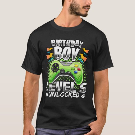 Niveau 5 onvergrendelde videogame 5e verjaardag ga t-shirt (Voorkant)