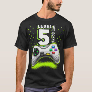 Niveau 5 onvergrendelde videogame 5e verjaardag ga t-shirt