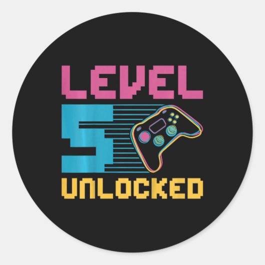 Niveau 5 Unlocked Gaming Verjaardag Ronde Sticker (Voorkant)