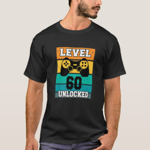 Niveau 60 ontgrendeld 60 jaar oude Retro 80S 60th T-shirt