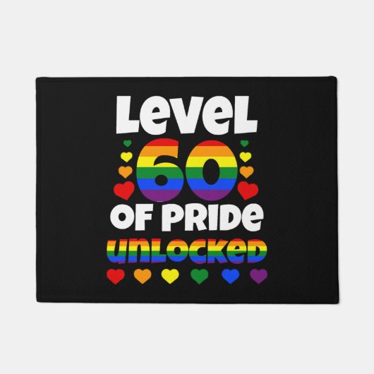 Niveau 60 van Pride Unlocked Rainbow LGBT 60ste Deurmat (Voorkant)