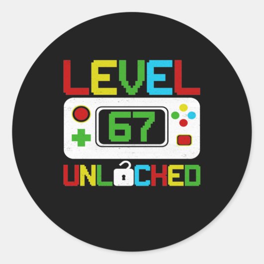 Niveau 67 Onvergrendelde videogame 10e verjaardag  Ronde Sticker (Voorkant)