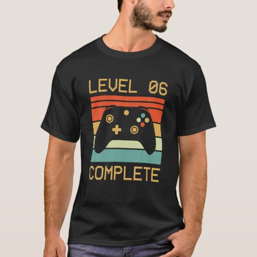 Niveau 6 Complete videogamer - 6e bruiloft Anivers T-shirt (Voorkant)