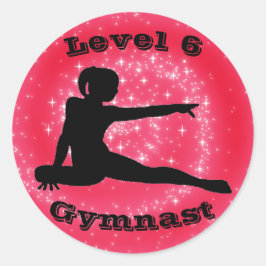 Niveau 6 Gymnast - (Niveau # kan worden gewijzigd) Ronde Sticker