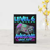 Niveau 6 Ontgrendeld 6 Jaar Oud Jongen Verjaardags Kaart (Gele Bloem)