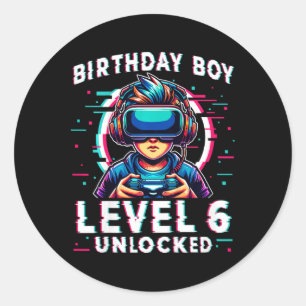 Niveau 6 Ontgrendeld 6 Jaar Oud Verjaardag Gamer G Ronde Sticker
