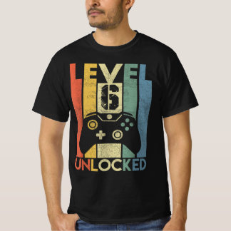 Niveau 6 Ontgrendeld Grappige Videogamer, 6 Jaar O T-shirt