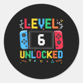 Niveau 6 Ontgrendelde Verjaardag Video Gamer 6e Ve Ronde Sticker (Voorkant)