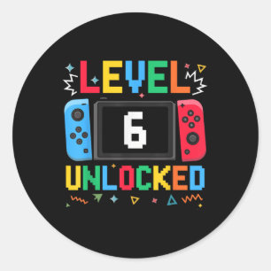 Niveau 6 Ontgrendelde Verjaardag Video Gamer 6e Ve Ronde Sticker