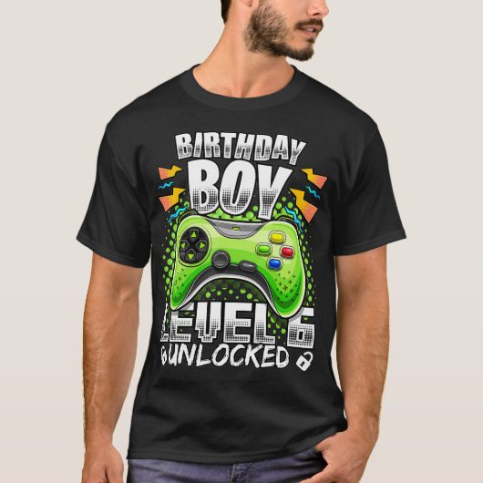 Niveau 6 Onvergrendelde videogame 6e verjaardag Ga T-shirt (Voorkant)
