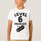Niveau 6 Onvergrendelde videogames 6e verjaardag T T-shirt (Voorkant)