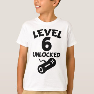 Niveau 6 Onvergrendelde videogames 6e verjaardag T T-shirt