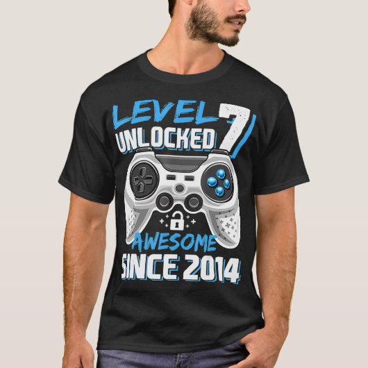 Niveau 7 Geweldige 2014 ontgrendeld videogame 7th  T-shirt (Voorkant)