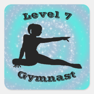 Niveau 7 Gymnast - (Niveau # kan worden veranderd) Vierkante Sticker