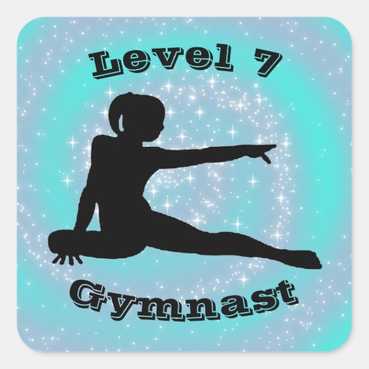 Niveau 7 Gymnast - (Niveau # kan worden veranderd) Vierkante Sticker (Voorkant)