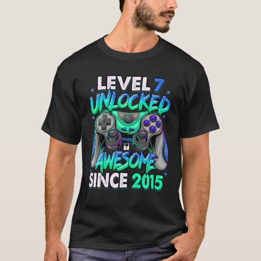 Niveau 7 niet-vergrendeld Geweldige sinds 2015 7e  T-shirt (Voorkant)