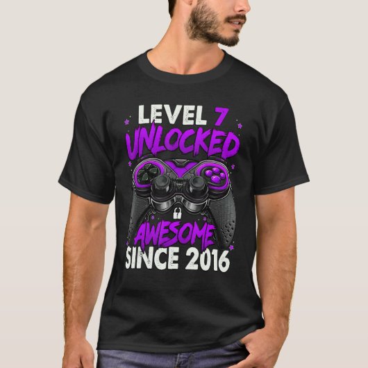 Niveau 7 niet-vergrendeld Geweldige sinds 2016 7e  T-shirt (Voorkant)
