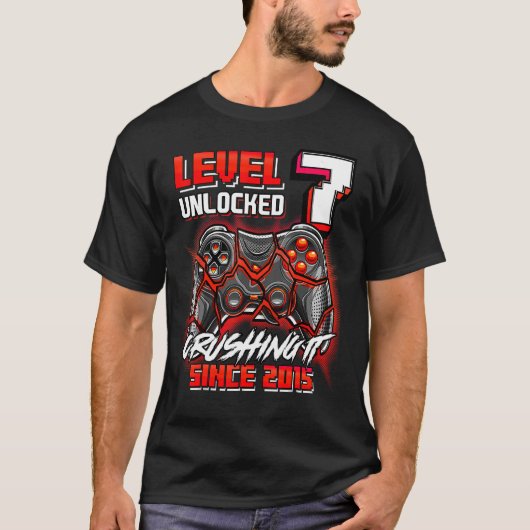 Niveau 7 ontgrendeld door het 2015 videospel 7e B T-shirt (Voorkant)