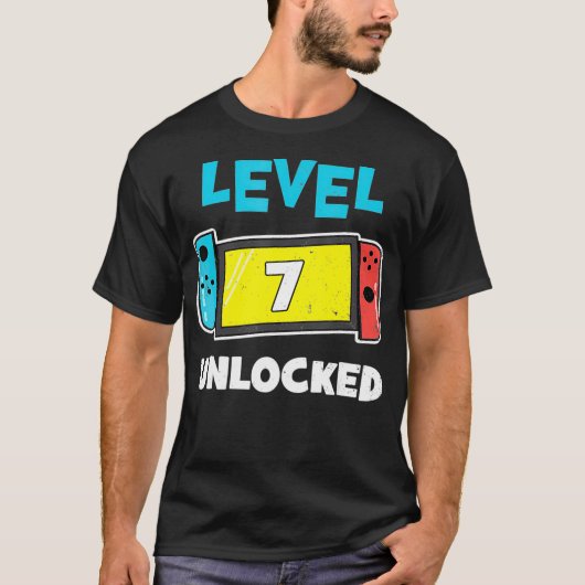 Niveau 7 ontgrendelde gamer 7e verjaardag Gift Vid T-shirt (Voorkant)