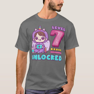 Niveau 7 onvergrendeld, Unicorn Gamer Girl Birthda T-shirt