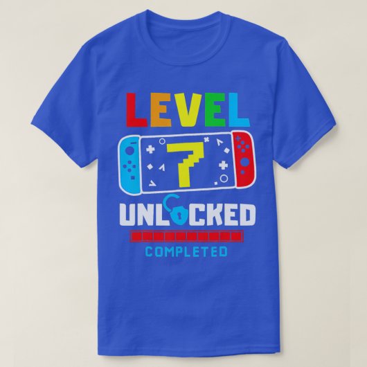 Niveau 7 onvergrendeld, voltooid spel, Happy 7th B T-shirt (Design voorkant)