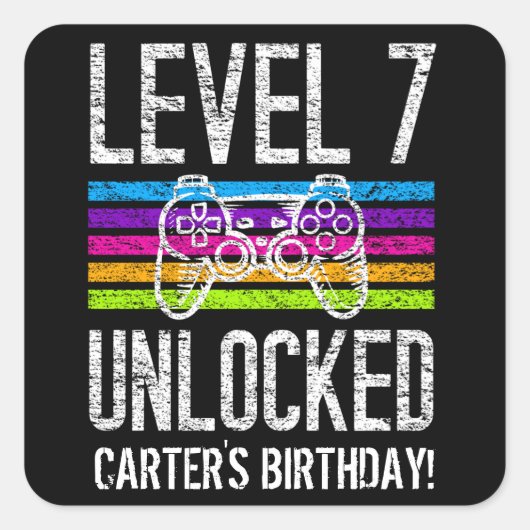 Niveau 7 onvergrendelde 7e verjaardag persoonlijke vierkante sticker (Voorkant)