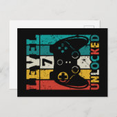Niveau 7 Onvergrendelde videogame 7e verjaardag Ga Briefkaart (Voorkant / Achterkant)