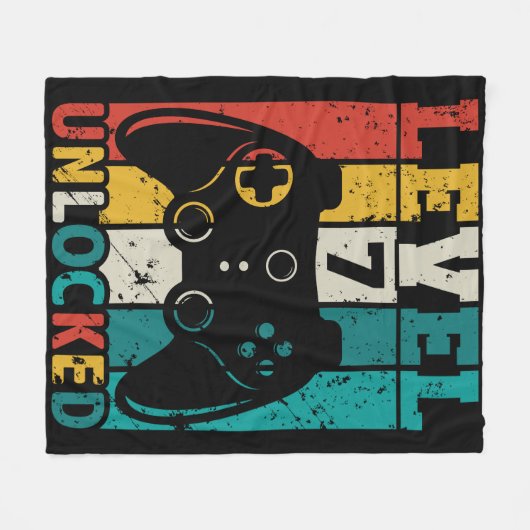 Niveau 7 Onvergrendelde videogame 7e verjaardag Ga Fleece Deken (Voorkant (Horizontaal))