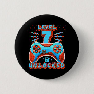 Niveau 7 Onvergrendelde videogame 7e verjaardag Ga Ronde Button 5,7 Cm