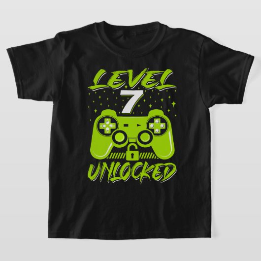 Niveau 7 Onvergrendelde videogame 7e verjaardag Ga T-shirt (Laagn)
