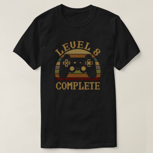 Niveau 8 Complete 8e Jubileum videogamer T-shirt (Design voorkant)