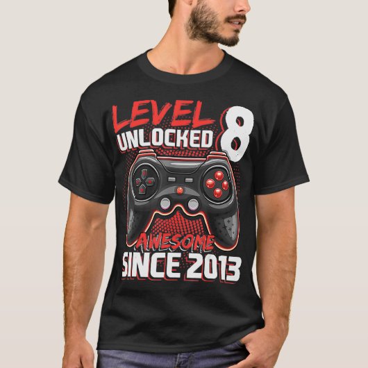 Niveau 8 Geweldige 2013-videogame 8th Birth T-shirt (Voorkant)